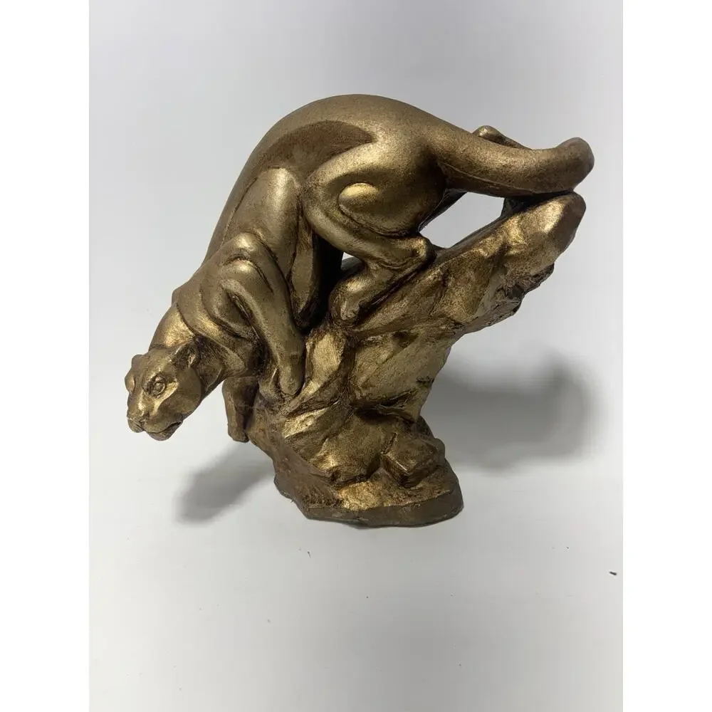 Trace Guthrie Signed 1990 Cougar Mountain Lion Sculpture Bronze Finish 18.5 Lbs